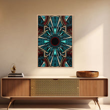 Load image into Gallery viewer, Art Deco Pattern Wall art - Framed Canvas Print - Art Deco - Red & blue art - Colorful painting - Patterns art - Wall art - Living room art