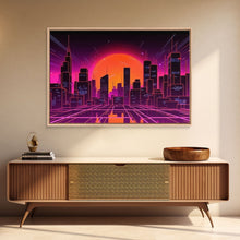 Cargar imagen en el visor de la galería, City Wall Art | Framed Canvas Print | Living room art | Lines | Retro | Wonderful art | Landscape | Outrun Style | Futuristic | Synthwave