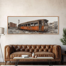 Carregar imagem no visualizador da galeria, Abandoned Orange Train, Graffiti Art, Urban Art Print, Street Art, Wall Decor, Large Canvas Print, Panoramic, Wall Art, Canvas Print