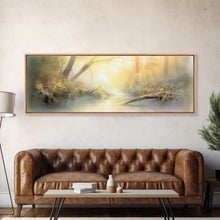 Load image into Gallery viewer, Beautiful Misty Landscape Wall Art Print, Foggy Lake, River, Trees, Wall Decor, Large Canvas Art Print, Panoramic, Wall Art, Canvas Print