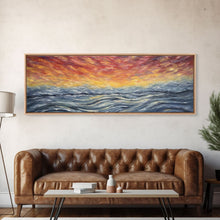 Carregar imagem no visualizador da galeria, Abstract Sea Horizon Wall Art, Vibrant Abstract, Framed Print Art, Sunset, Ocean, Textured Abstract Panoramic, Wall Art, Canvas Print