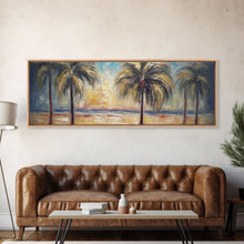 Carregar imagem no visualizador da galeria, Abstract Beach Canvas Art Print, Sunset, Coconut Trees, Textured Abstract Print, Canvas Wall Art Beach, Panoramic, Wall Art, Canvas Print