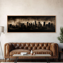 Cargar imagen en el visor de la galería, City Skyline Grunge Wall Art Canvas Print, City Art, Dark Urban Art, Large Urban Art Print, Wall Decor, Panoramic, Wall Art, Canvas Print