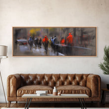 Carregar imagem no visualizador da galeria, Abstract People On Street Canvas Print, Abstract Urban Art, Vibrant Art, Line Art City Wall Decor, Panoramic, Wall Art, Canvas Print