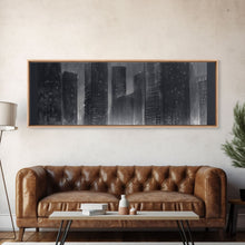 Carregar imagem no visualizador da galeria, Abstract Buildings Canvas Print, Urban Art, City Art, Cityscape, Skyline, Monochromatic, Wall Decor, Panoramic, Wall Art, Canvas Print