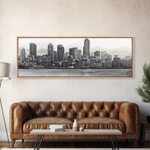 Cargar imagen en el visor de la galería, Cityscape Wall Art, City Skyline Wall Art, Black And White Large Art Print, Wall Decor, Framed Canvas, Panoramic, Wall Art, Canvas Print