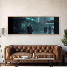 Cargar imagen en el visor de la galería, City Canvas Art Print, City Art, Dark Night Street Art, Urban Art, Neon Lights In City, Large Urban Art, Panoramic, Wall Art, Canvas Print