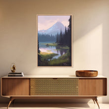 Load image into Gallery viewer, Beautiful Mountain and Stream Landscape Watercolor Painting, Framed Canvas Print, Nature / Landscape Painting