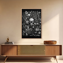 Cargar imagen en el visor de la galería, Collection of Trinkets Wall Art, Weird Wall Art, Black And White, Minimalist Print, Wall Decor, Canvas Print, Wall Art, Framed Canvas