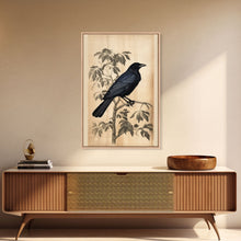 Load image into Gallery viewer, Black Bird Wall Art, Crow Wall Decor, Animal Wall Art, Black Bird, Modern Print, Wall Decor, Canvas Print, Wall Art, Framed Canvas