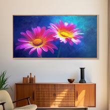 Carregar imagem no visualizador da galeria, Gerbera Wall Decor, Floral Wall Art, Nature Print, Purple Flowers Wall Art, Panoramic Wall Decor, Canvas Print, Wall Art, Framed Canvas Art