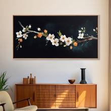Cargar imagen en el visor de la galería, Cherry Blossoms Wall Decor, Floral Wall Art, White Flowers Wall Art, Panoramic Wall Decor, Canvas Print, Wall Art, Framed Canvas Art