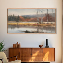 Carregar imagem no visualizador da galeria, Autumn Landscape Wall Decor, Creek Wall Art, Nature Painting Wall Decor, Panoramic Wall Decor, Canvas Print, Wall Art, Framed Canvas Art