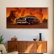 Load image into Gallery viewer, Chevy Classic Car Wall Decor, Retro Car Wall Decor, Desert Landscape Art, Panoramic Wall Decor, Canvas Print, Wall Art, Framed Canvas Art