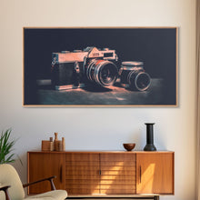 Carregar imagem no visualizador da galeria, Film Camera Wall Decor, Camera Wall Art, Retro Wall Art, Photography Art, Panoramic Wall Decor, Canvas Print, Wall Art, Framed Canvas Art