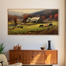 Carregar imagem no visualizador da galeria, Farm Wall Decor, Country Wall Decor, Farm Animals Wall Decor, Fall Wall Art, Panoramic Wall Decor, Canvas Print, Wall Art, Framed Canvas Art
