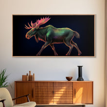Carregar imagem no visualizador da galeria, Abstract Moose Wall Art, Animal Art Print, Nature, Minimalist Wall Art, Panoramic Wall Decor, Canvas Print, Wall Art, Framed Canvas Art