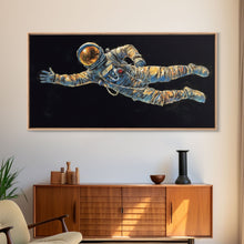 Load image into Gallery viewer, Astronaut Wall Decor, Space Suit Wall Art, Minimalist Wall Art, Panoramic Wall Decor, Canvas Print, Wall Art, Framed Canvas Art