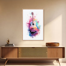 Carregar imagem no visualizador da galeria, Acoustic Guitar Graffiti Art, Framed Canvas Print, Guitar Poster, Guitar Wall Art, Guitar Light, Gifts For Him, Watercolor Art, Music Art