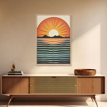 Load image into Gallery viewer, Sunset Sunrise Boho Wall Decor, Framed Canvas Print Or Poster, Sunset Framed Wall Hanging, Minimalist Art Deco Retro Wall Art
