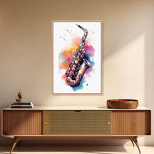Load image into Gallery viewer, Alto Clarinet Wall Art, Musician Gift, Framed Canvas Print, Clarinet Print, Musical Instrument Art, Gift For Musician, Graffiti Music Art