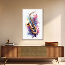 Load image into Gallery viewer, Bassett Horn Wall Art, Brass Instruments, Framed Canvas Print, Marching Band Gift, Musician Gift, Graduation Gift, Music Poster