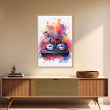Carregar imagem no visualizador da galeria, Two Turn Tables, DJ Art, Disc Jockey Decor, Music Studio Decor, Framed Canvas Print