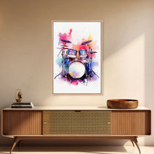 Carregar imagem no visualizador da galeria, Drum Art, Gift For Drummer, Framed Canvas Print, Studio Art, Music Studio Decor, Drum Set