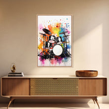 Carregar imagem no visualizador da galeria, Drum Art, Gift For Drummer, Framed Canvas Print, Studio Art, Music Studio Decor, Drum Set
