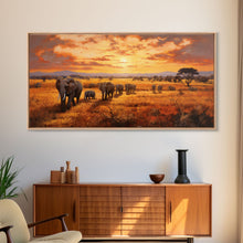 Load image into Gallery viewer, Elephant Wall Art, Animal Art, Safari Wall Art, Panoramic Art, Wall Art, Canvas Art, Landscape Art, Rustic Wall Decor, Military Gift, Prints