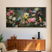 Cargar imagen en el visor de la galería, Flowers Wall Art, Animal Wall Art, Bird Art Print, Parrot Painting, Panoramic Art, Wall Art, Canvas Art, Landscape Art, Client Gift, Office