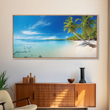 Load image into Gallery viewer, Beach Wall Art, Seashore Art, Palm Tree Wall Art, Panoramic Art, Wall Art, Canvas Art, Landscape Art, Landscape Print, Beach House Wall Art