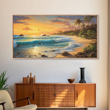 Load image into Gallery viewer, Beach Wall Art, Tropical Art Print, Palm Trees Wall Art, Panoramic Art, Wall Art, Canvas Art, Landscape Art, Landscape Print, Travel Print
