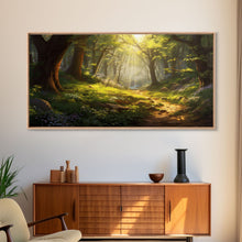 Cargar imagen en el visor de la galería, Forest Wall Art, Trees Art Print, Enchanted Forest, Panoramic Art, Wall Art, Canvas Art, Landscape Art Print, Game Room Décor, Cozy Gift