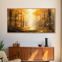 Cargar imagen en el visor de la galería, Fall Wall Decor, Forest Wall Art, Trees Art Print, Panoramic Art, Wall Art, Canvas Art, Landscape Art Print, Above Bed Décor, Farmhouse Art