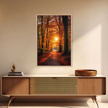 Carregar imagem no visualizador da galeria, Fall Forest Art, Trees Art Print, Nature Wall Art, Sunset Art, Canvas Print, Wall Art, Vertical Art, Dining Room Prints, Hostess Gift