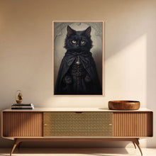 Load image into Gallery viewer, Cute Victorian Cat Portrait, Halloween Decor, Oil Painting Of A Gothic Victorian Cat, Halloween Wall Art, Framed Canvas Print
