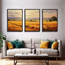 Load image into Gallery viewer, Countryside Wall Art, Wheat Field Art Print, Landscape Wall Art, Countryside Art, Canvas Print, Wall Art, 3 Piece Wall Art, Dorm Room Art