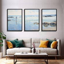 Carregar imagem no visualizador da galeria, framed ocean art | beach wall art | framed wall art | living room wall decor | abstract landscape art | 3 Piece Art | Triptych Painting
