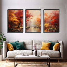 Carregar imagem no visualizador da galeria, Fall Decor, 3 Piece Wall Art Set, Autumn Forest Oil Painting Canvas Prints, Fall Decorations, Halloween Art, Fall Forest Landscape Painting