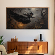Cargar imagen en el visor de la galería, Cool Witch Art, Pagan Art, Framed Canvas Print, Halloween Wall Art, Witch Poster, Halloween Decoration, Witch Print, Halloween Witch