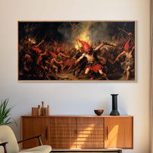 Carregar imagem no visualizador da galeria, A Scene From Hell, Demonic Art, Framed Canvas Print, Halloween Decor, Halloween Art Print, Gothic Victorian Oil Painting