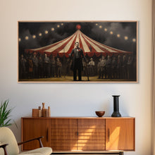 Load image into Gallery viewer, The Cursed Circus, Unique Halloween Art, Framed Canvas Print, Halloween Poster Art, Horror Prints, Victorian Oil Painting, Halloween Decor