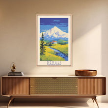 Load image into Gallery viewer, Denali National Park Travel Poster Print, Canvas Print Wall Art, Alaska Travel Art, Midcentury Modern Travel Decor, MCM Wall Art