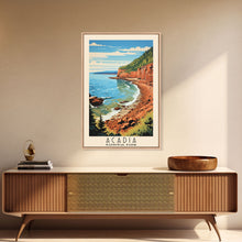 Carregar imagem no visualizador da galeria, Acadia National Park Maine Travel Art, National Park Print, Minimalist Travel Art, Midcentury Modern Style Landscape Painting
