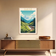 Carregar imagem no visualizador da galeria, Glacier National Park Travel Poster Art, Canvas Print Wall Art, Montana Travel Art, Midcentury Modern Travel Decor, MCM Wall Art