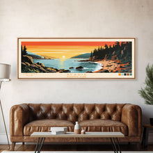 Carregar imagem no visualizador da galeria, Acadia National Park, Panoramic Maine Travel Art, National Park Print, Minimalist Travel Art, Midcentury Modern Style Landscape