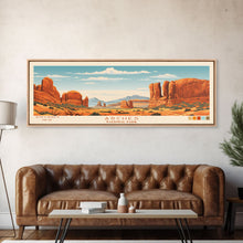 Load image into Gallery viewer, Arches National Park, Panoramic Utah Travel Art, National Park Print, Minimalist Travel Art, Midcentury Modern Style Landscape