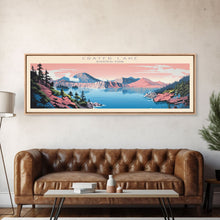 Load image into Gallery viewer, Crater Lake National Park, Panoramic Oregon Travel Art, National Park Print, Minimalist Travel Art, Midcentury Modern Style Landscape