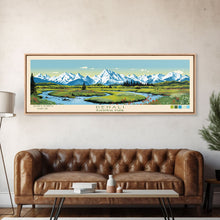 Load image into Gallery viewer, Denali National Park, Panoramic Alaska Travel Art, National Park Print, Minimalist Travel Art, Midcentury Modern Style Landscape